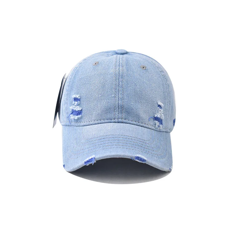 Couples baseball cap Baseball Cap Korean version Sun hat Hole Spring Autumn Wash denim Woman\'s hat Cap Hip Hop Fitted Cap