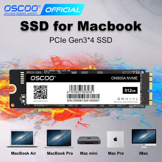 OSCOO 512 GB SSD dla MacBook NVMe PCle Gen3x4 3D NAND TLC SSD dla MacBook Air 2013-2015 Mac Pro 2013