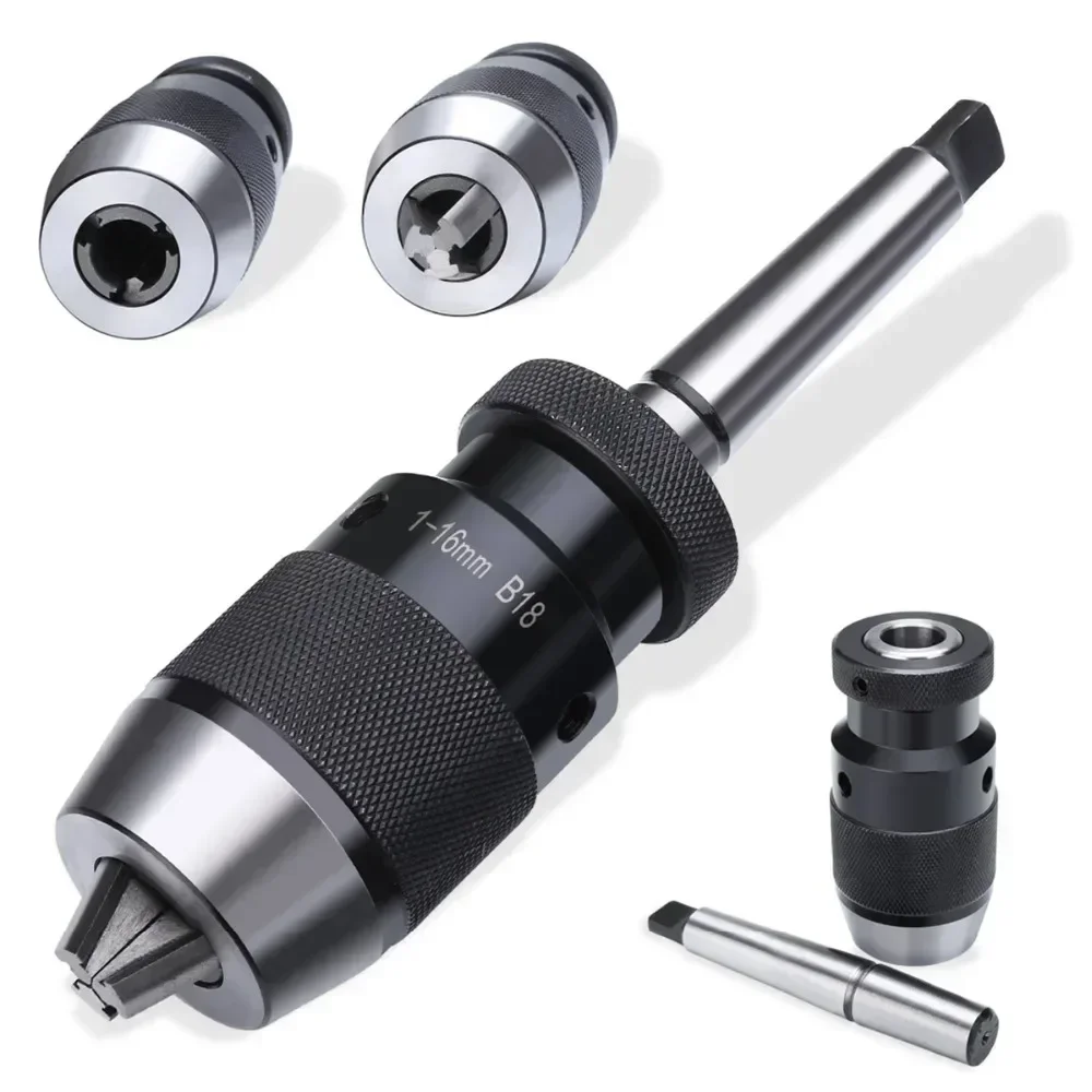 Drill Chuck Arbor 1-16mm Self Tighten Keyless Drill Chuck MT2-B18 Arbor Fits For Almost All Drilling And Lathes With MK2 Mount