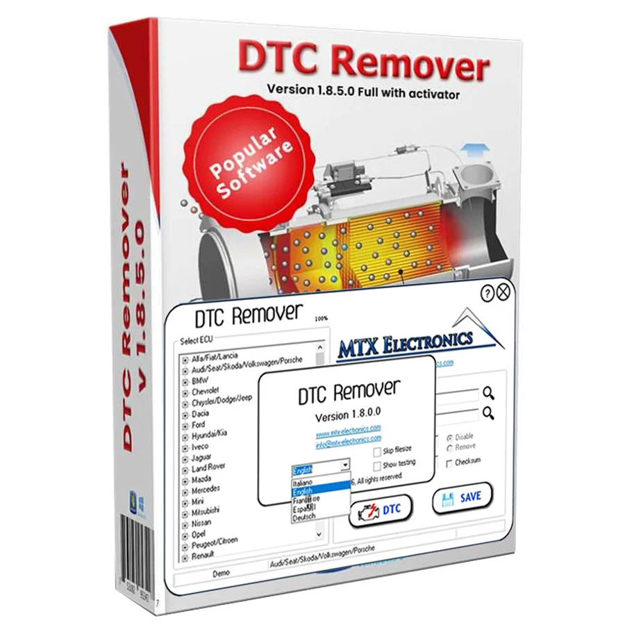 Newest DTC Remover 1.8.5.0 For KESS KTAG FGTECH OBD2 Software MTX DTC Remover 1.8.5 Keygen Full Unlimited Software for Window 7