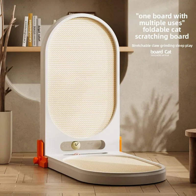 L Shape Foldable Cat Scratching Post with Cat Nest, Wear Resistant Anti-Chip Corrugated Cat Paw Board