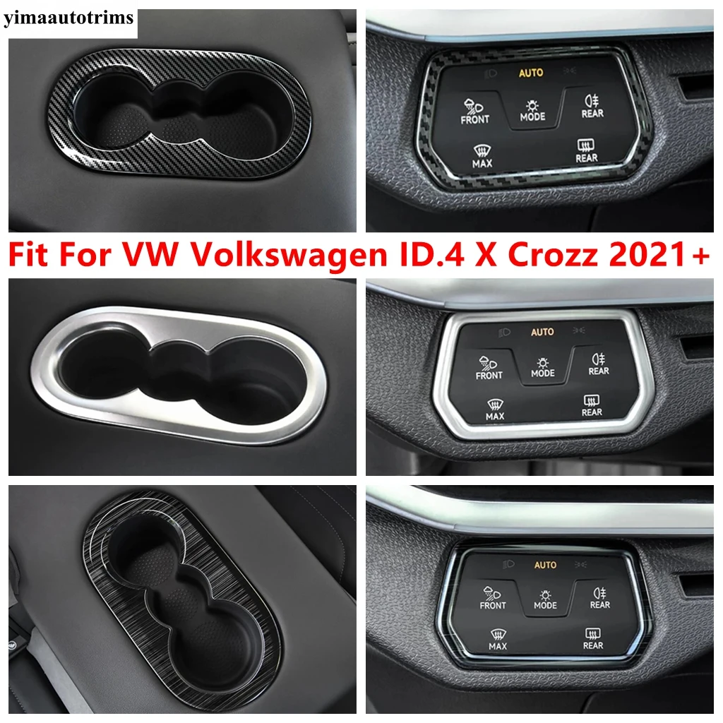 

Head Light Lamp Button / Rear Seat Water Cup Holder Panel Cover Trim Accessories For VW Volkswagen ID.4 ID4 X Crozz 2021 - 2024