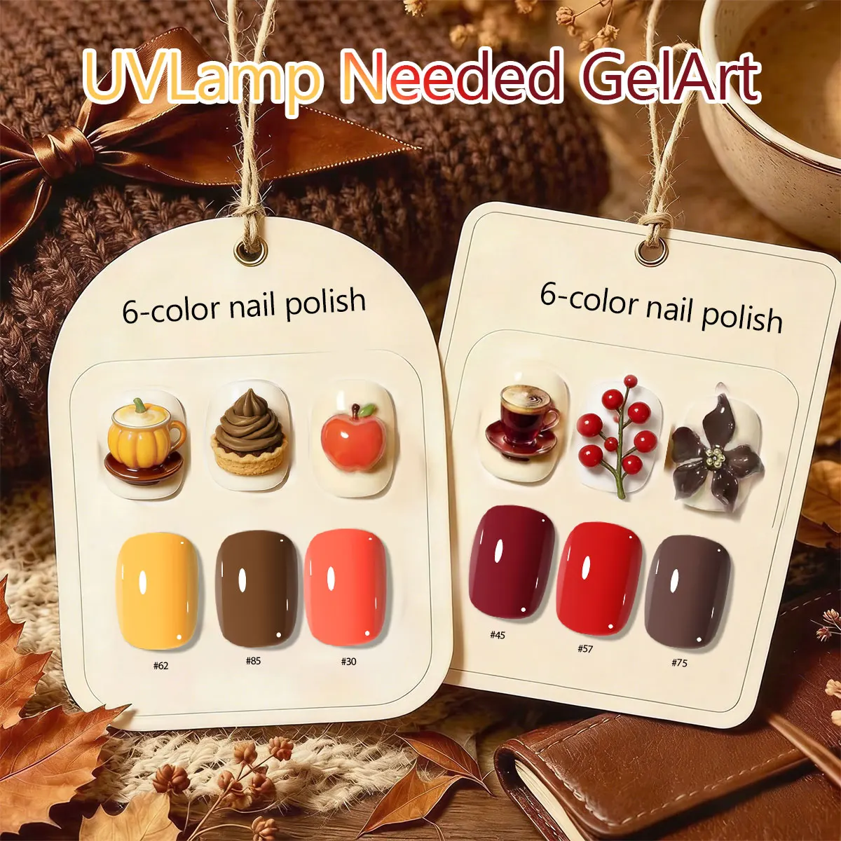 Hassleless 6Pcs Autumn Nail Polish Set, with a Smooth and Textured Texture, Bright and Highly Saturated Colors, and Playful Color Combinations to Create a Vibrant Look