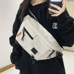 Unisex esportes ao ar livre Fanny Pack para mulheres, saco de cintura, ombro, cinto de nylon, bolsa, nova tendência de rua, moda