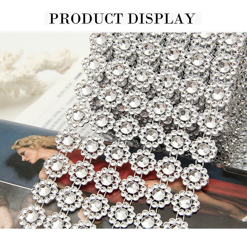 10*91.5cm Flower RhinShape Mesh Roll Acrylic Rhinestone Crystal Bling Party Birthday Wedding DIY Decoration Bouquet Cake Wrap