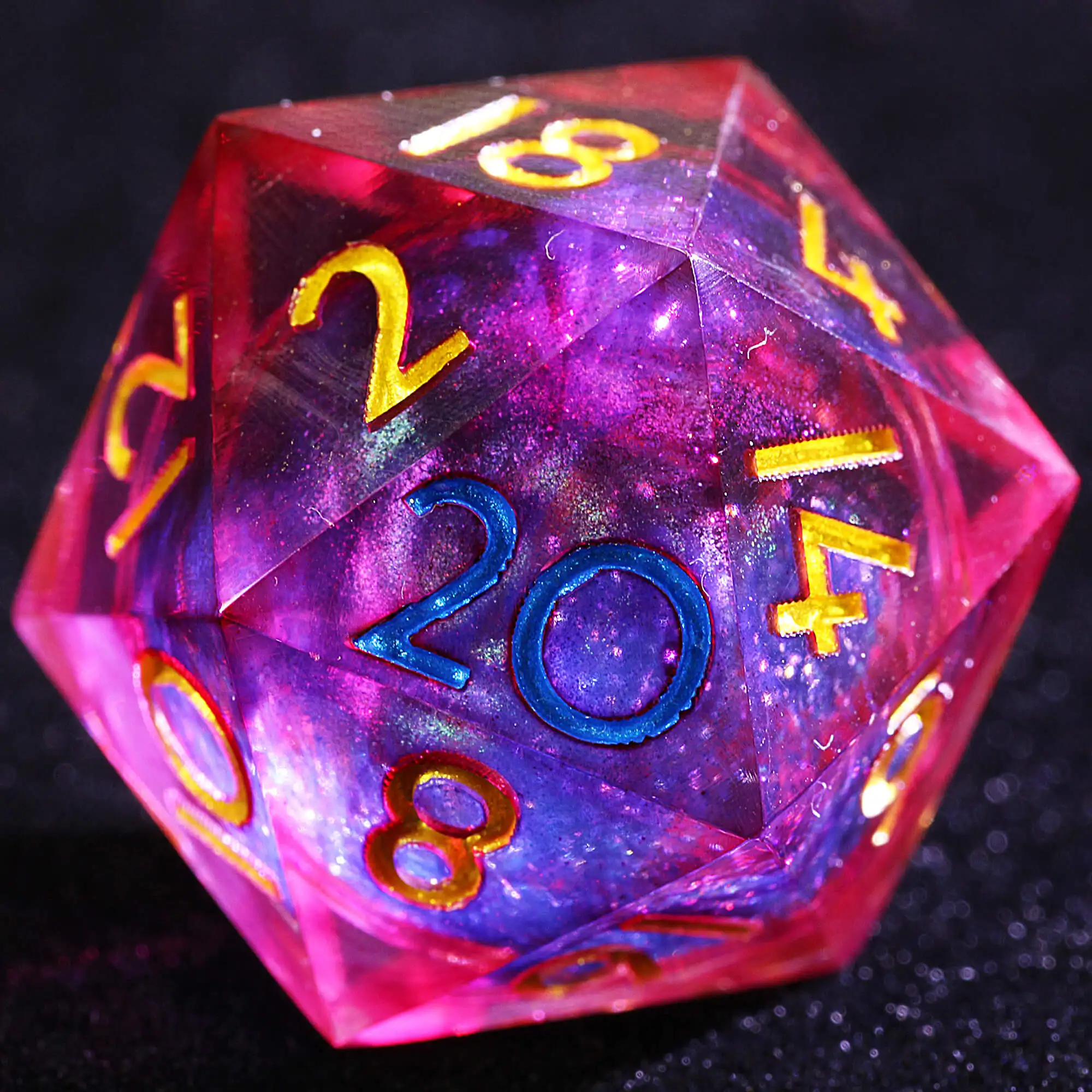 

9 Polyhedral Resin Liquid Core Sets of Dice D and D Crimson Core Tide