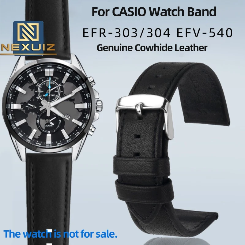 Men's Leather Watch Strap For Casio EFR-303/304 EFV-540 MTH-5001 MTP-1374/1375 Cowhide Watch Band Needle Buckle Style 20mm 22mm