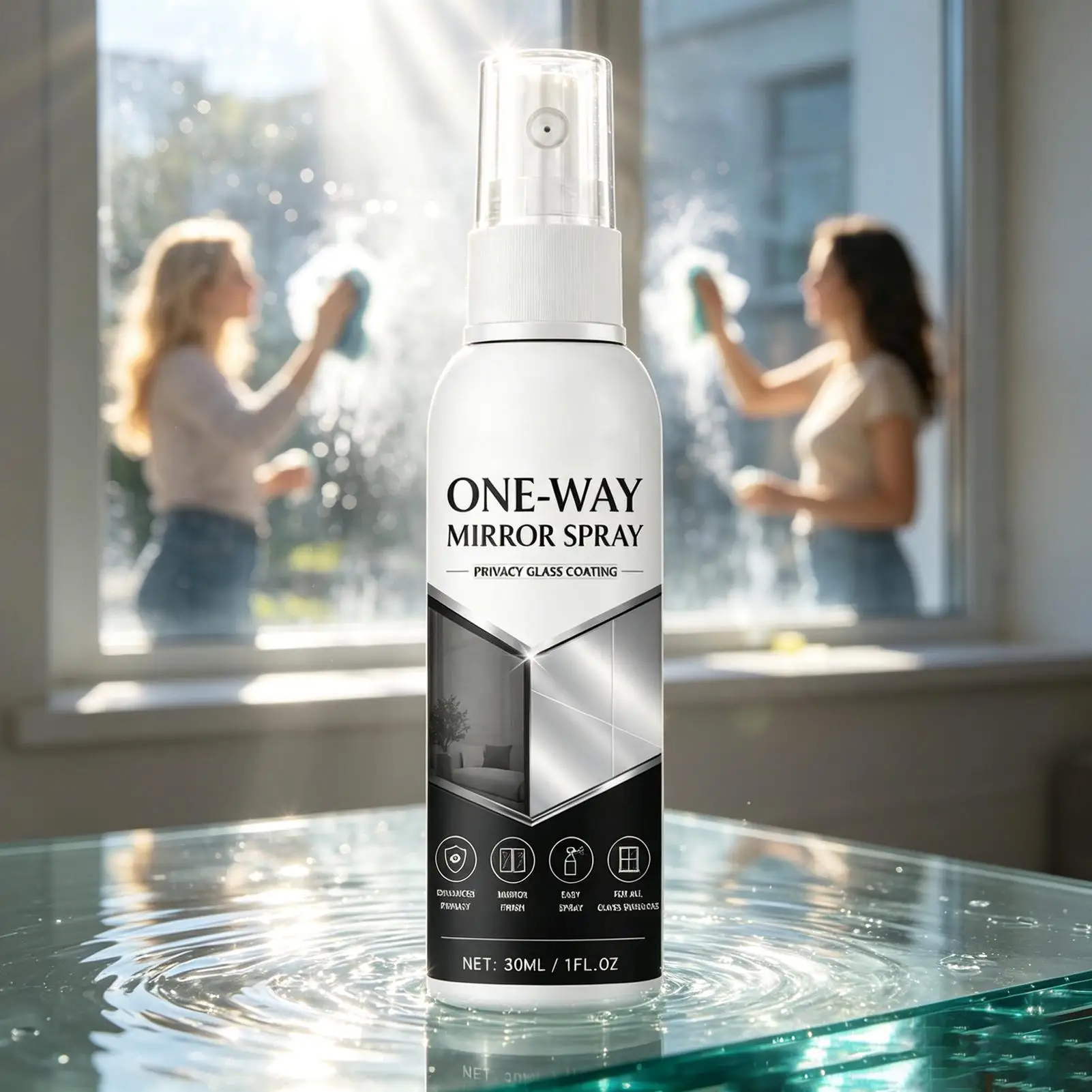 Window Frosting Spray 30ML Reflective Coating Mist Single-way Mirror Effect Temporary Glass Door Privacy Spray for Bedroom