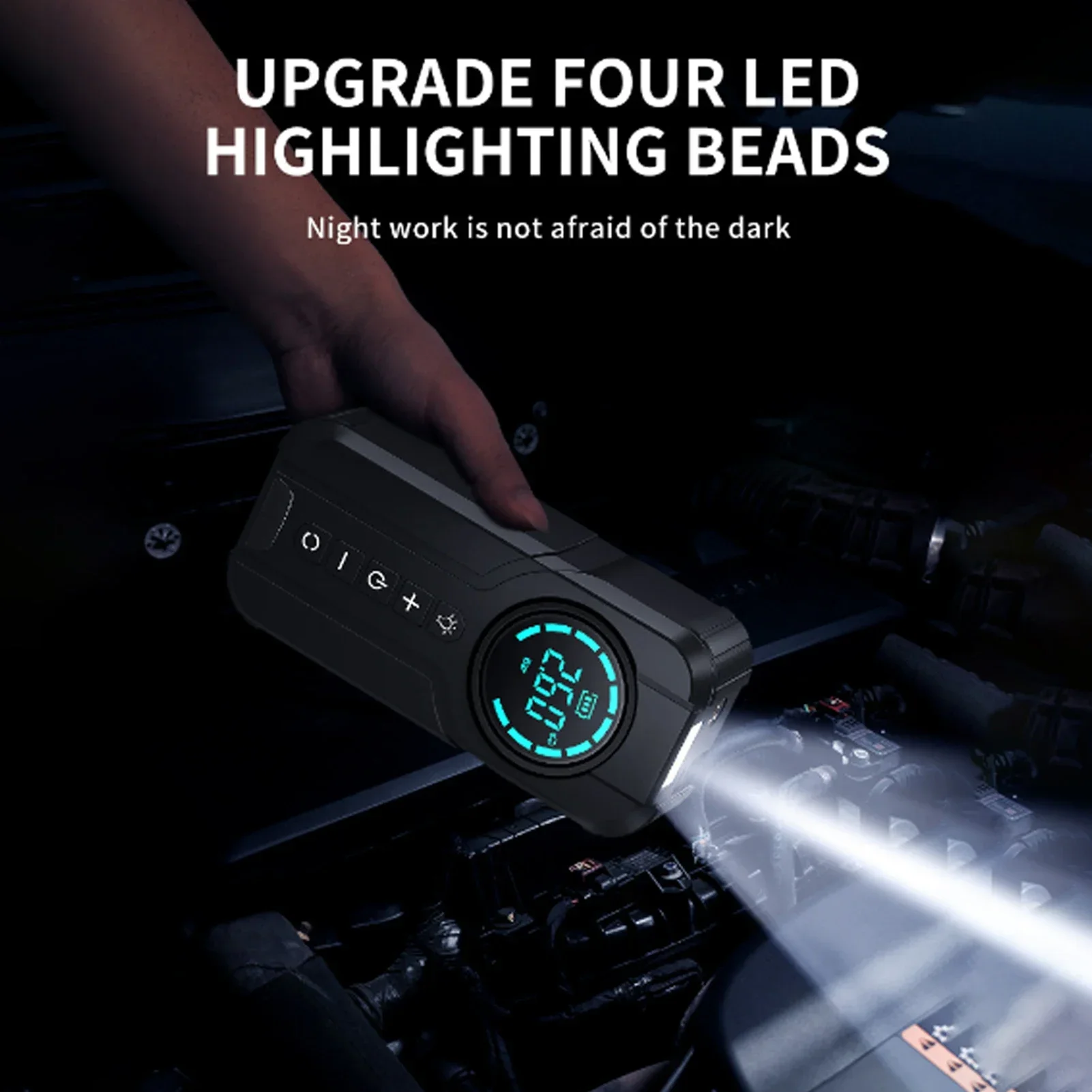 6000mAhJump Starter with Air Compressor, 1000A Portable Battery Booster with 150 PSI Tire Inflation  Jump Starter for Car