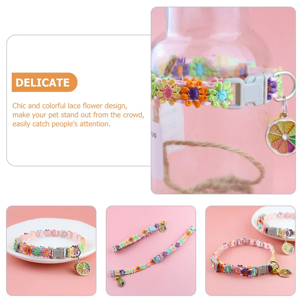 

Colorful Lace Flower Cat Kitten Collar Adjustable Decorative Pet Collar Comfortable Soft Lightweight for Daily Wear Party