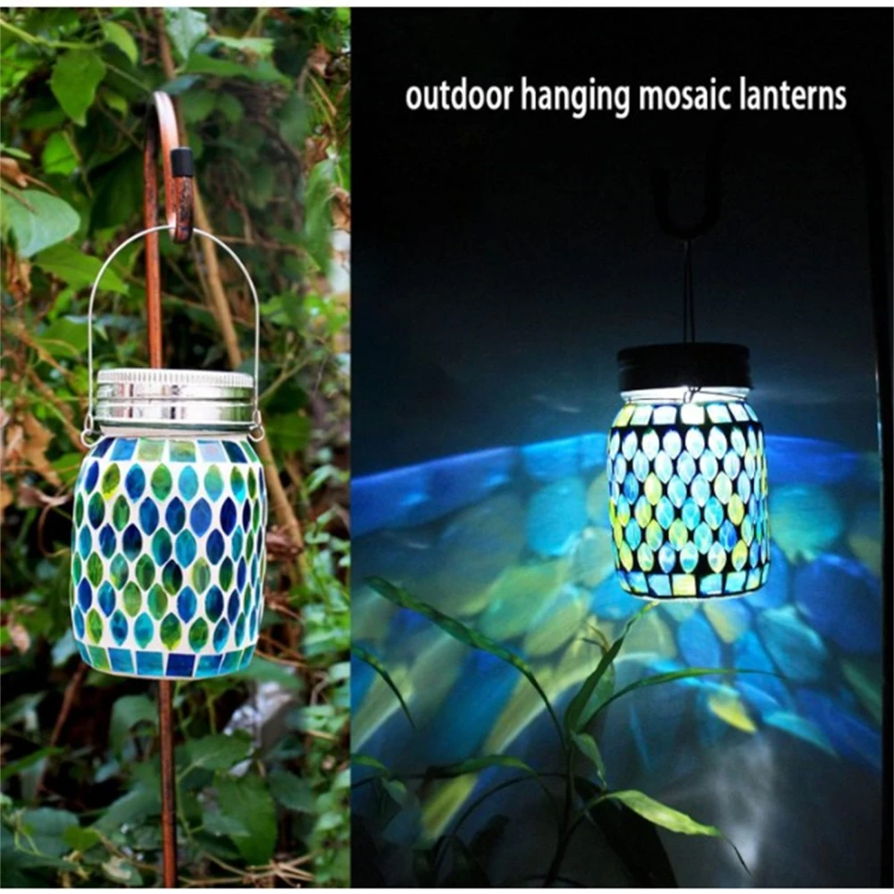 

Mosaic Solar Lanterns Outdoor Hanging Lights Solar Table Lamps Outdoor Waterproof Solar Night Lights For Garden Pathway