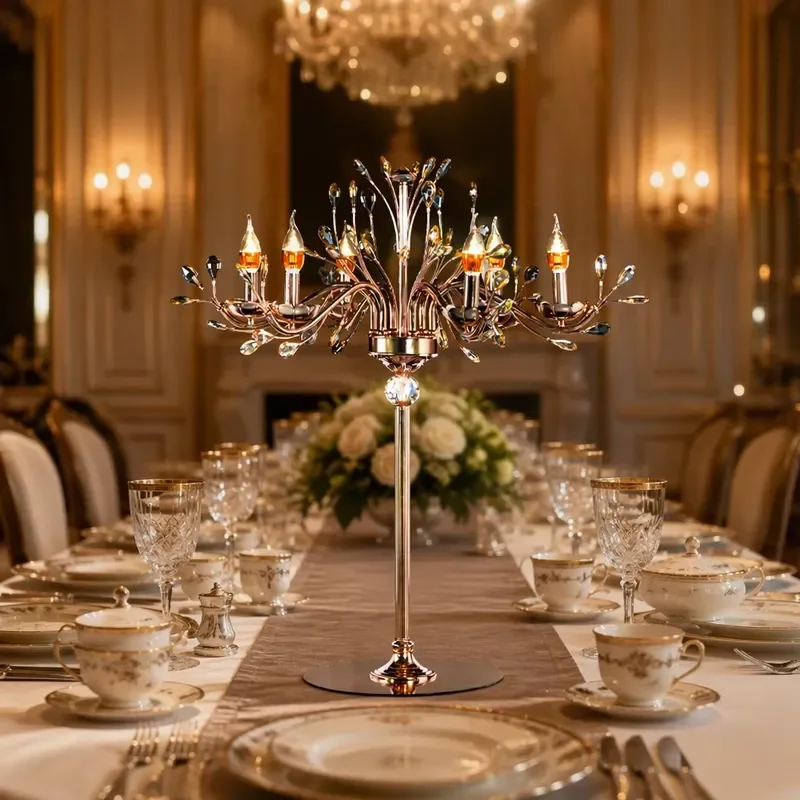 Wedding Decorative Crystal Rechargeable Table Ornament Gold Wedding Table Centerpieces for Wedding Party