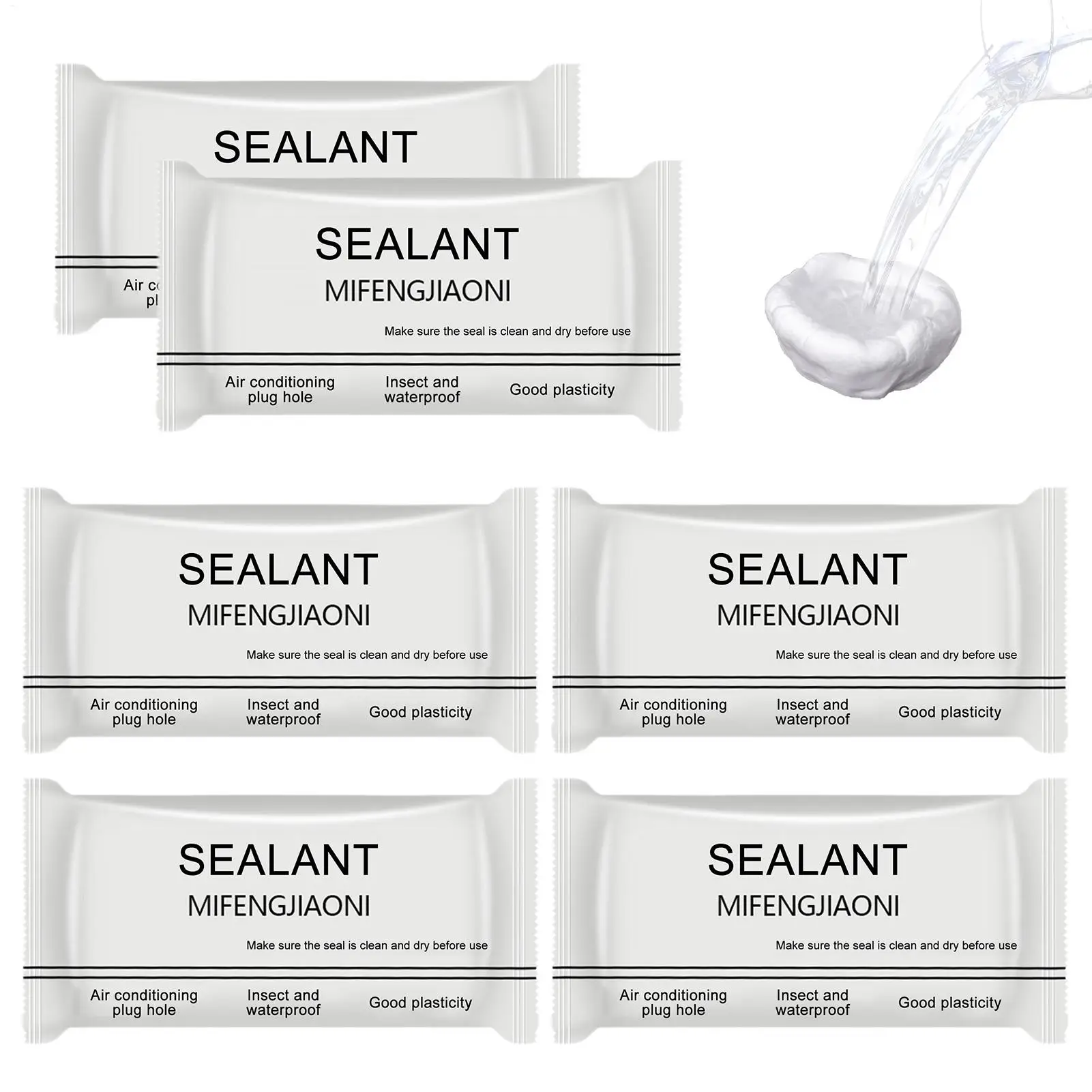 6Pcs Home Wall Hole Sealing Paste, Waterproof Repair Putty for Air Conditioning Holes & Cracks, Easy DIY Wall Mending Compound