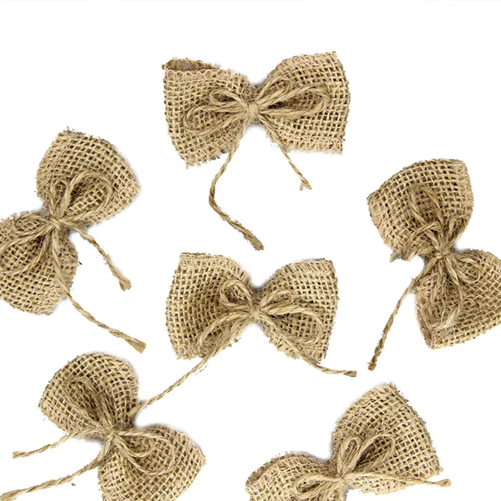 

1PCS Butterfly Bow Wedding Party Accessory Burlap Bowknot Handmade Lightweight Elegant Flower Retro Hairband Hat Craft