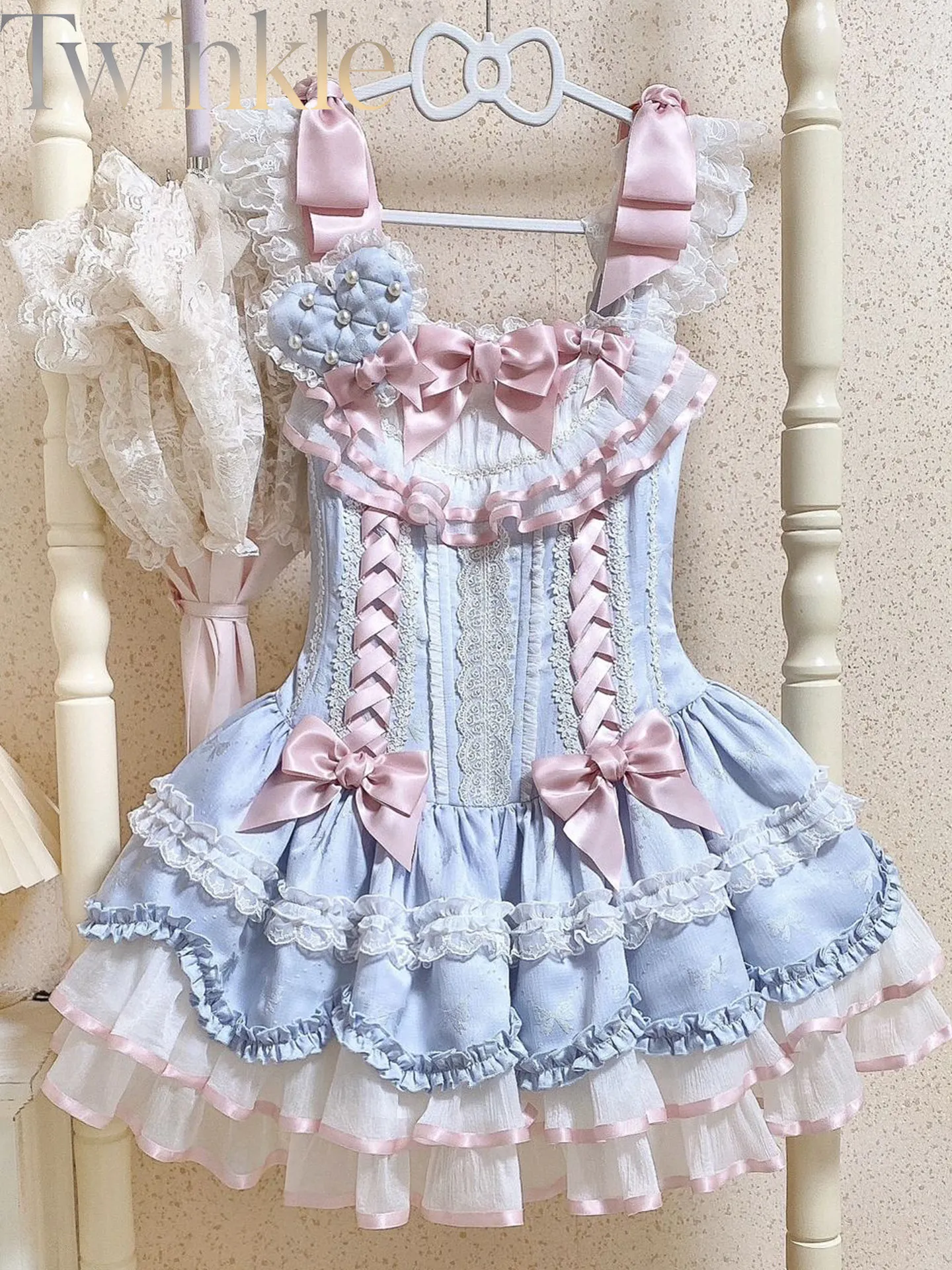 Women's Blue Satin Ribbon Loli - Embellish Knit ulasan dan harga