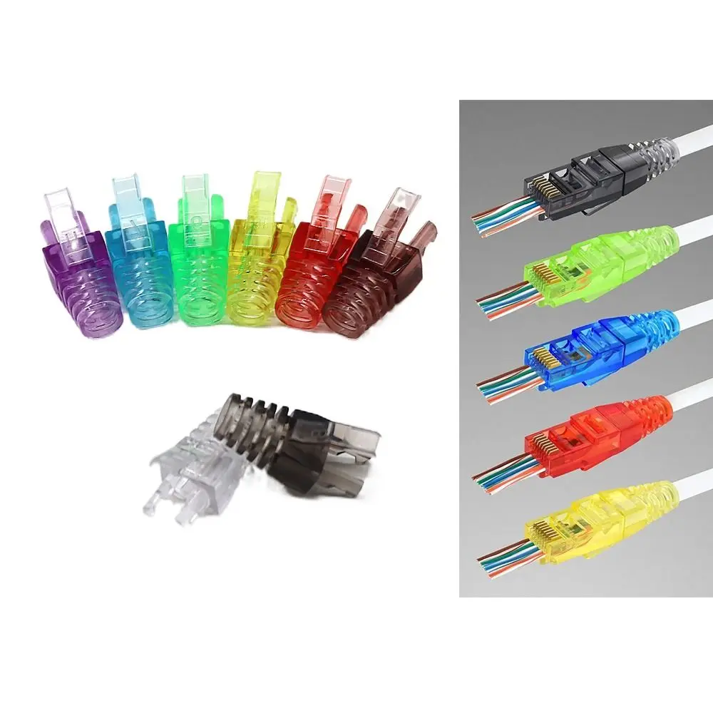 Durable Colorful RJ45 Caps Multicolour PC CAT5 CAT6 CAT7 Protective Sleeve Cat 7 Boots Sheath Standard CAT6 Ethernet Cable