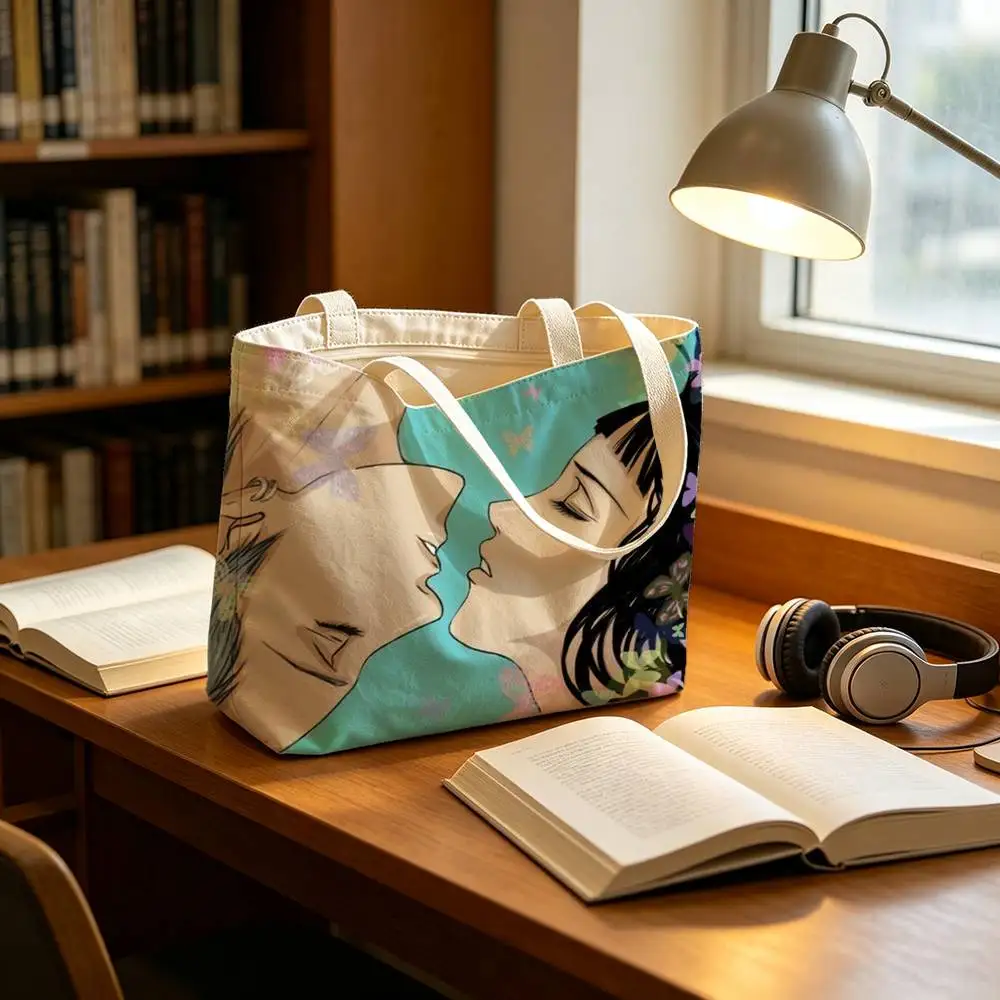 Anime P-Paradise Kiss Canvas Tote Bag Spacious Shoulder Bag with Zipper Closure and Classic for Work