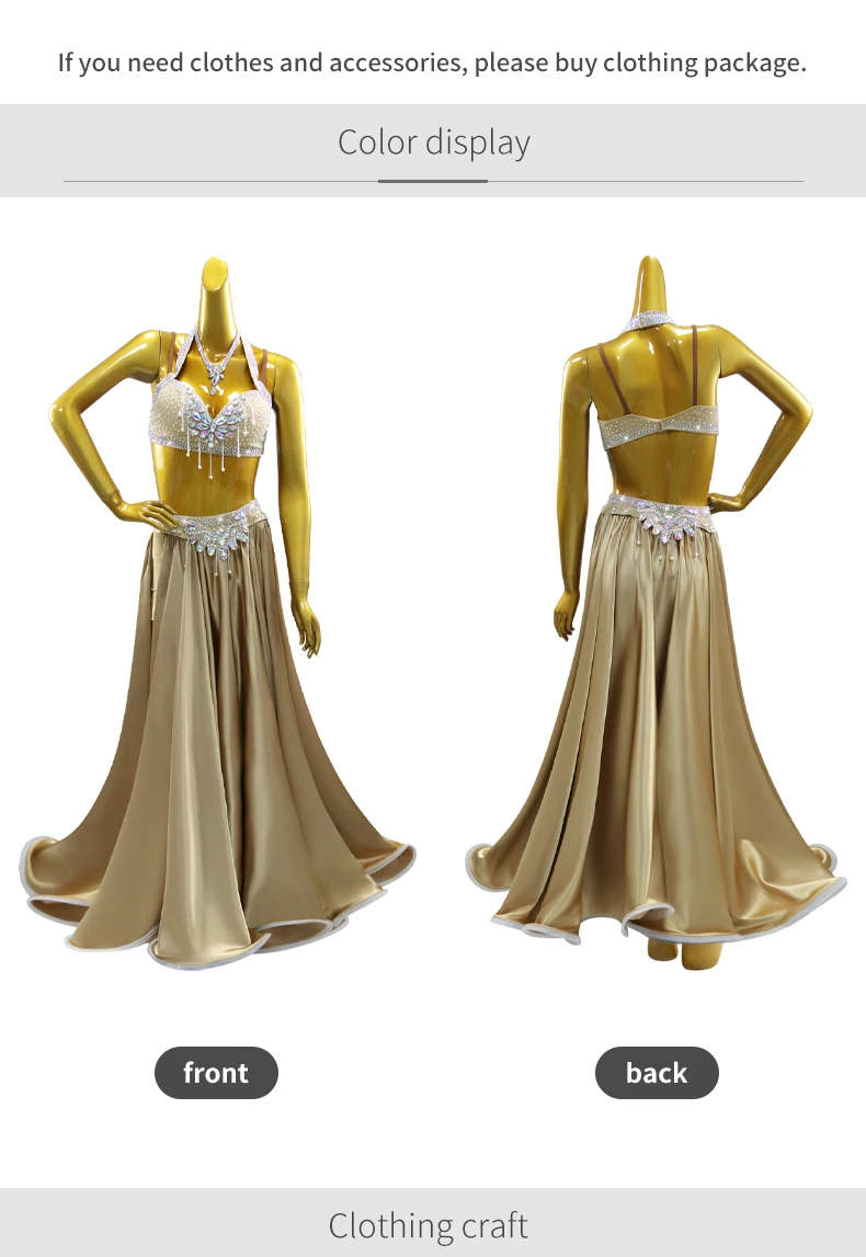 Damen Abendkleid für Bauchtanz, Tanzkostüm, Zigeuner-Auftrittskleidung, Mädchen-Übungskleidung, Orientalisches Karneval-Bühnenoutfit – Detail 5