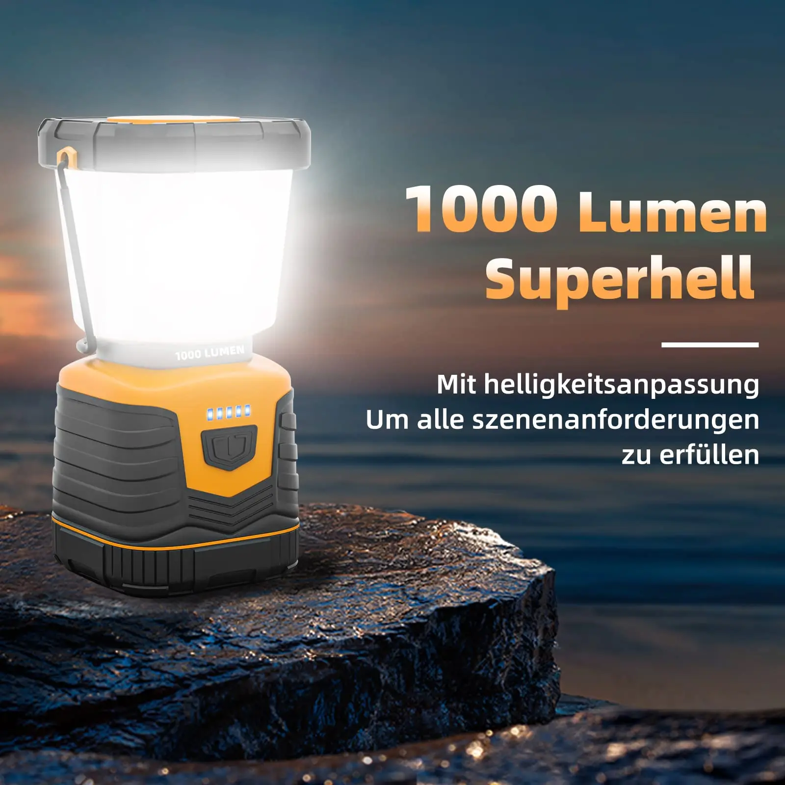 Camping Lamp 4400 mAh Battery USB C Rechargeable Camping Lantern with for Hiking, Emergency, Power Bank, Power Failures