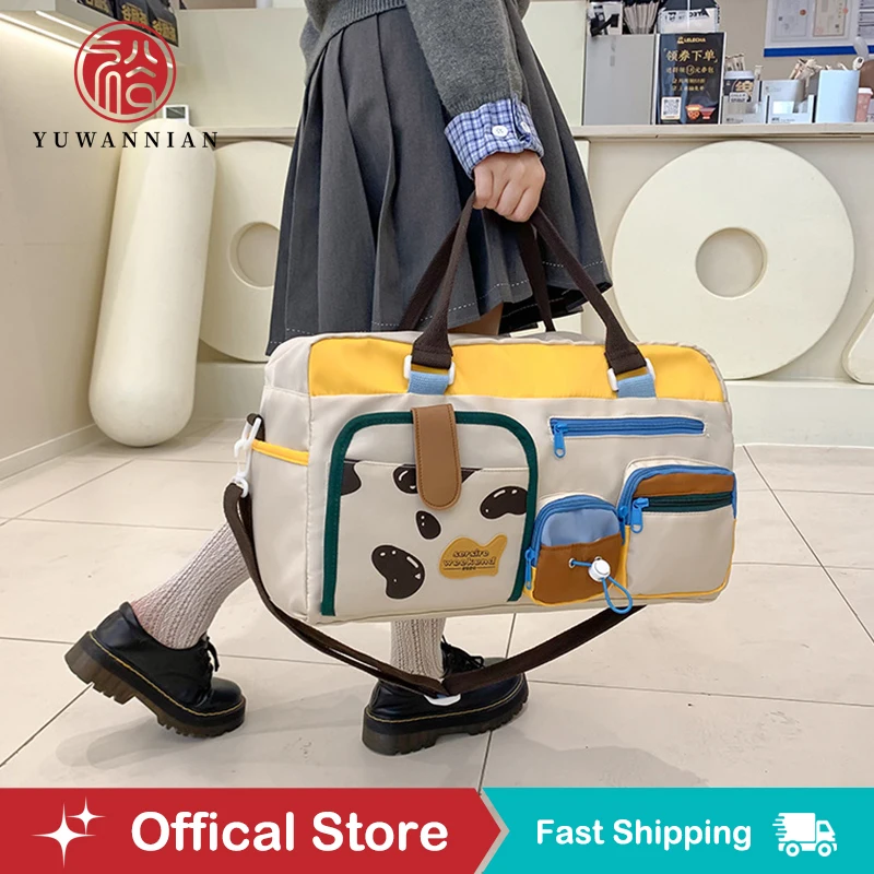 Cute Oversized Travel Duffle Bag Women Fashion Colorblock Large Capacity Gym Tote Weekend Bag