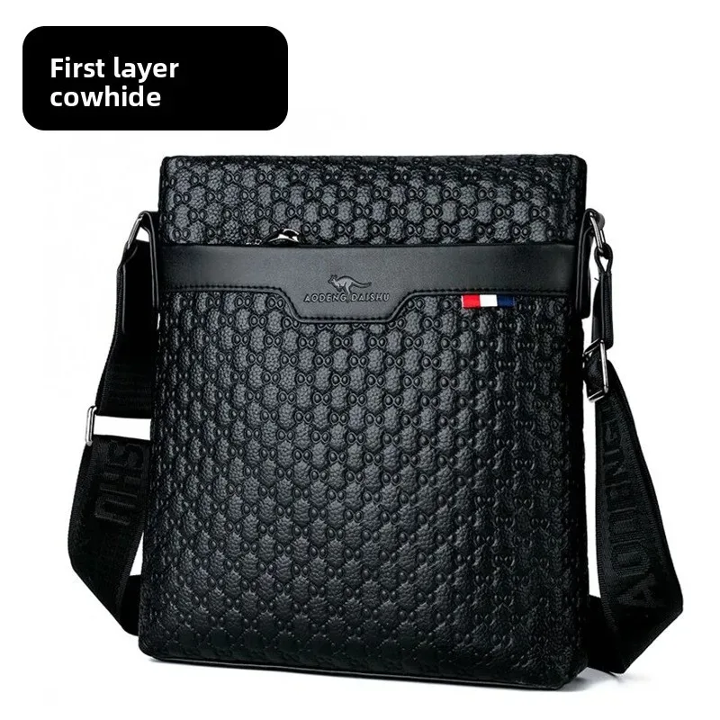 Men Embossed Small Square Crossbody Bag Large Capacity Single Shoulder Bag for Business Travel Office Commute Outdoor Daily Us