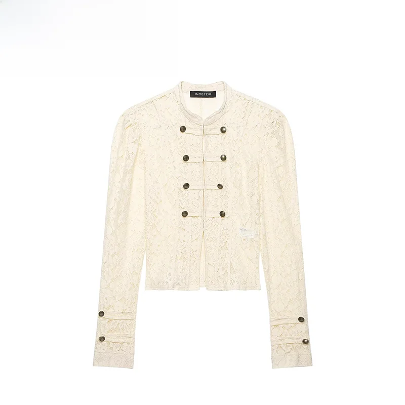 Fashionable Lace Rope Knot Decorated Jacket ZR Summer New Arrival Women's Standard Fit Polyester Long Sleeve Coat 5063803