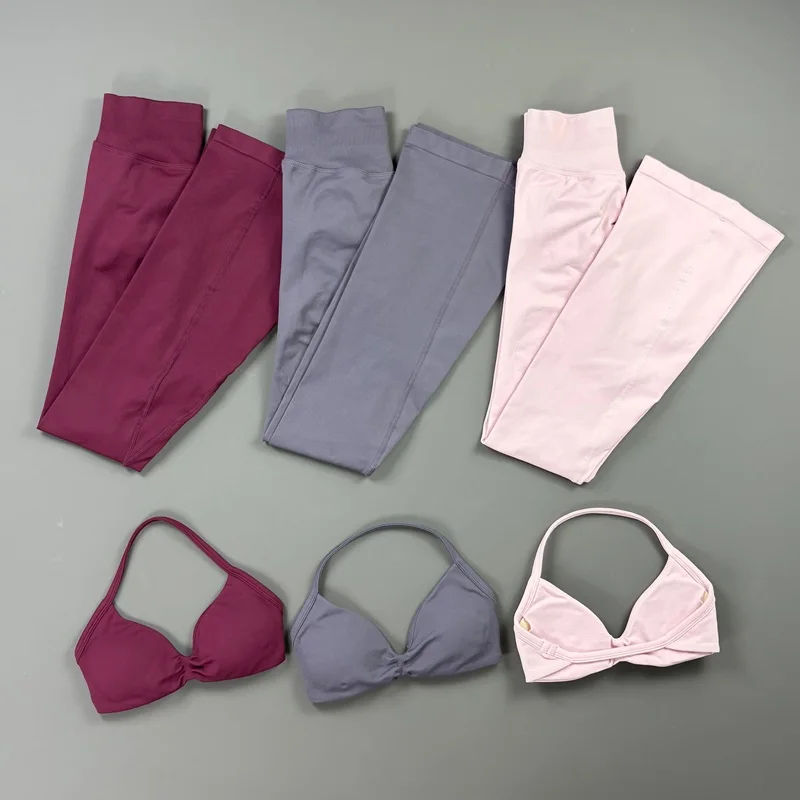 2-teiliges Workout-Set für Damen: Sport-BH, Po-Formende Fitness-Schlaghose, Schnelltrocknende Yoga-Hose, Gym-Pilates-Athleisure-Bekleidung