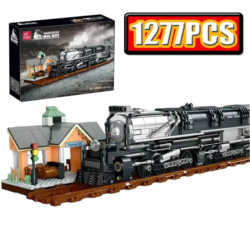 1277PCS Technical Steam Locomotive Union Pacific Big Boy Model Building Blocks City Railway Train Bricks Creative Adult Gifts