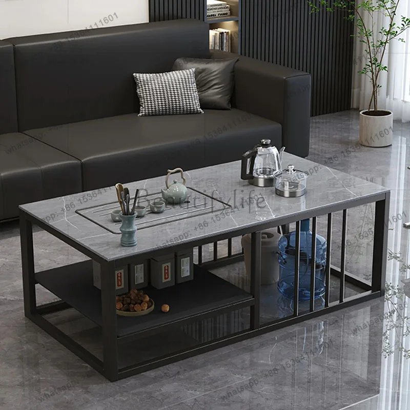 Factory Direct Sale Simple Clear Coffee Table Decoration Small Living Room Modern Storage Side Table Space Saving Industrial Meu