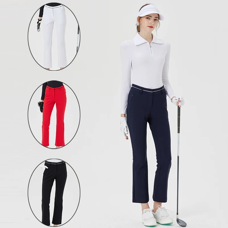 

Blktee Women High Waist Golf Pants Ladies Slim Flared Trousers Female Elastic Straight Sweatpants Autumn Casual Golf Trousers