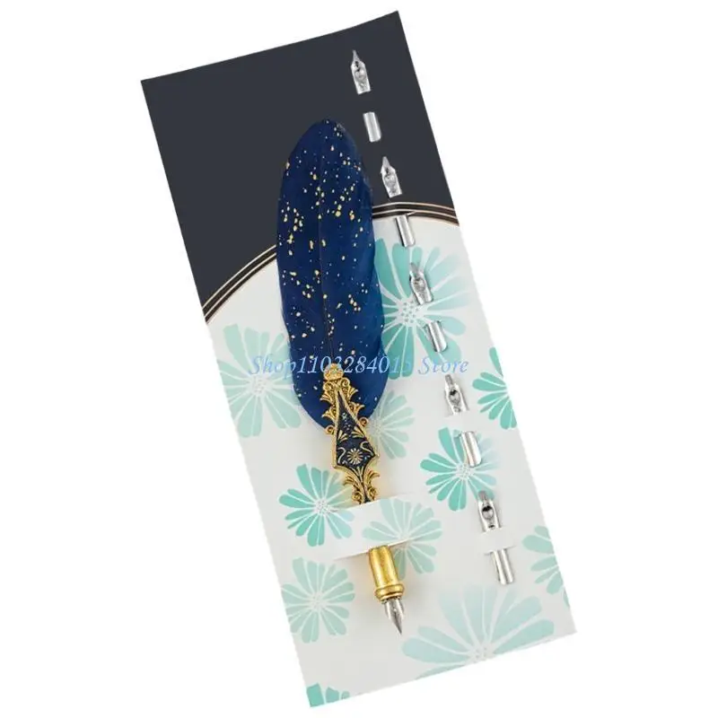 R6FF Antique Quill Pen Set, Beginner Dip Pen Set with 5 Replaceable Tips