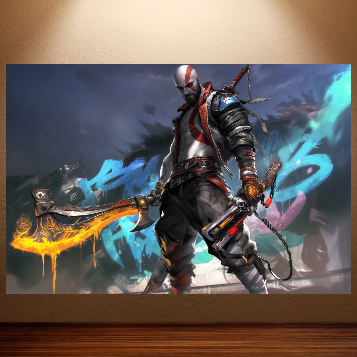 God of War Poster The Graffiti God Kratos The Nightwatcher Games Poster Canvas Painting Game Room Wall Decor Wall Art Stickers