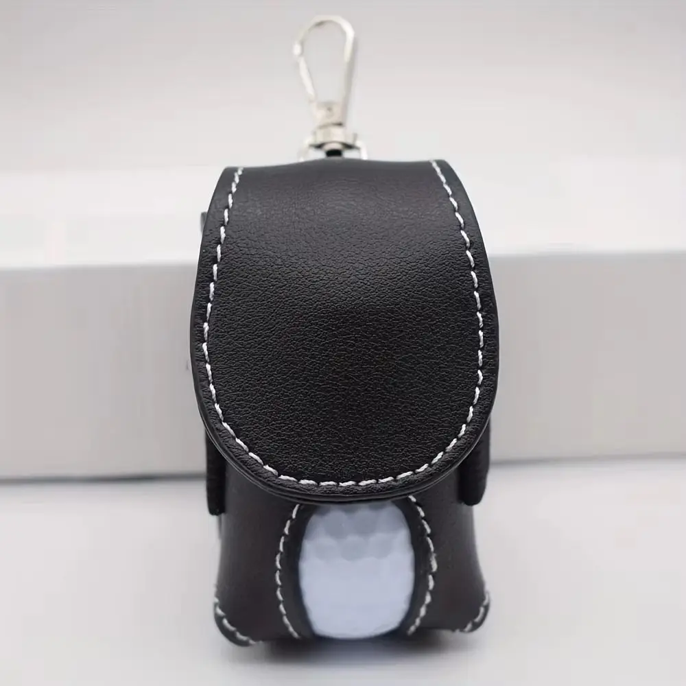 Portable Golf Ball Pouch PU Leather Waist-Hanging Golf Waist Holder Bag Waterproof Metal Buckle Mini Golf Ball Bag