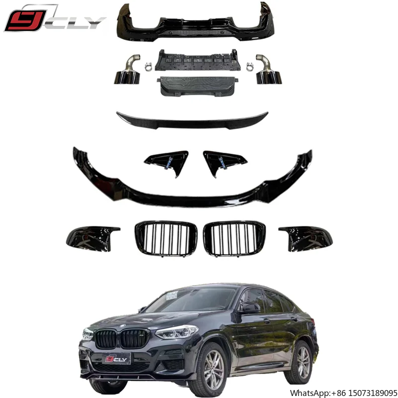 CLY Car Body Kit for  X4 G02 2019-2023 Black Warrior Body Kits With Black Knight Front Lip Diffuser Grille Exhaust Pipe wings