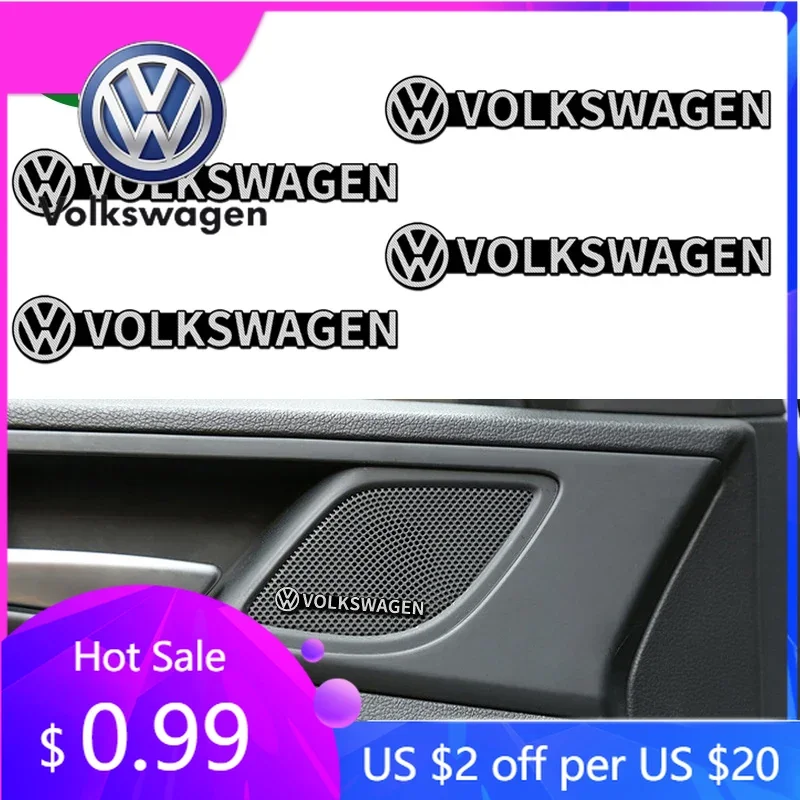 For VW Volkswagen Jetta MK5 Golf 4PCS Car Speaker Audio Sticker Badge for Volkswagen Rline Golf Bora Passat Jetta Beetle Tiguan