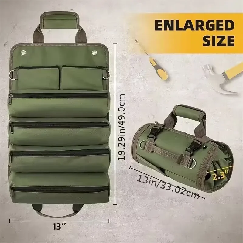 Tool Roll Bag Oxford Fabric Waterproof Tool Roll Up Bag Portable Pouch Bag Wrench Spanner Tool Organizer For Mechanic Toolkit