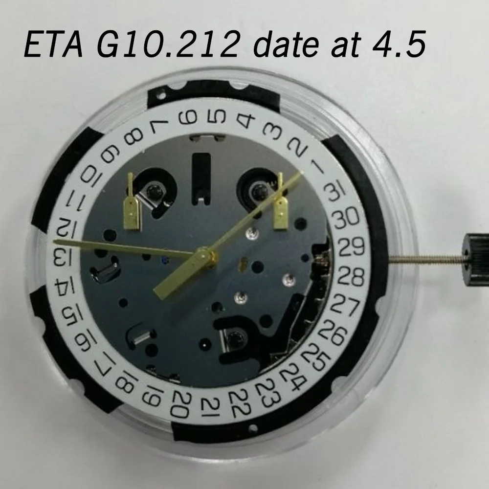 

White Date Original ETA G10.212 Quartz Watch Movement Date at 4.5 4 Jewels Mechanism Replacement for Wristwatch