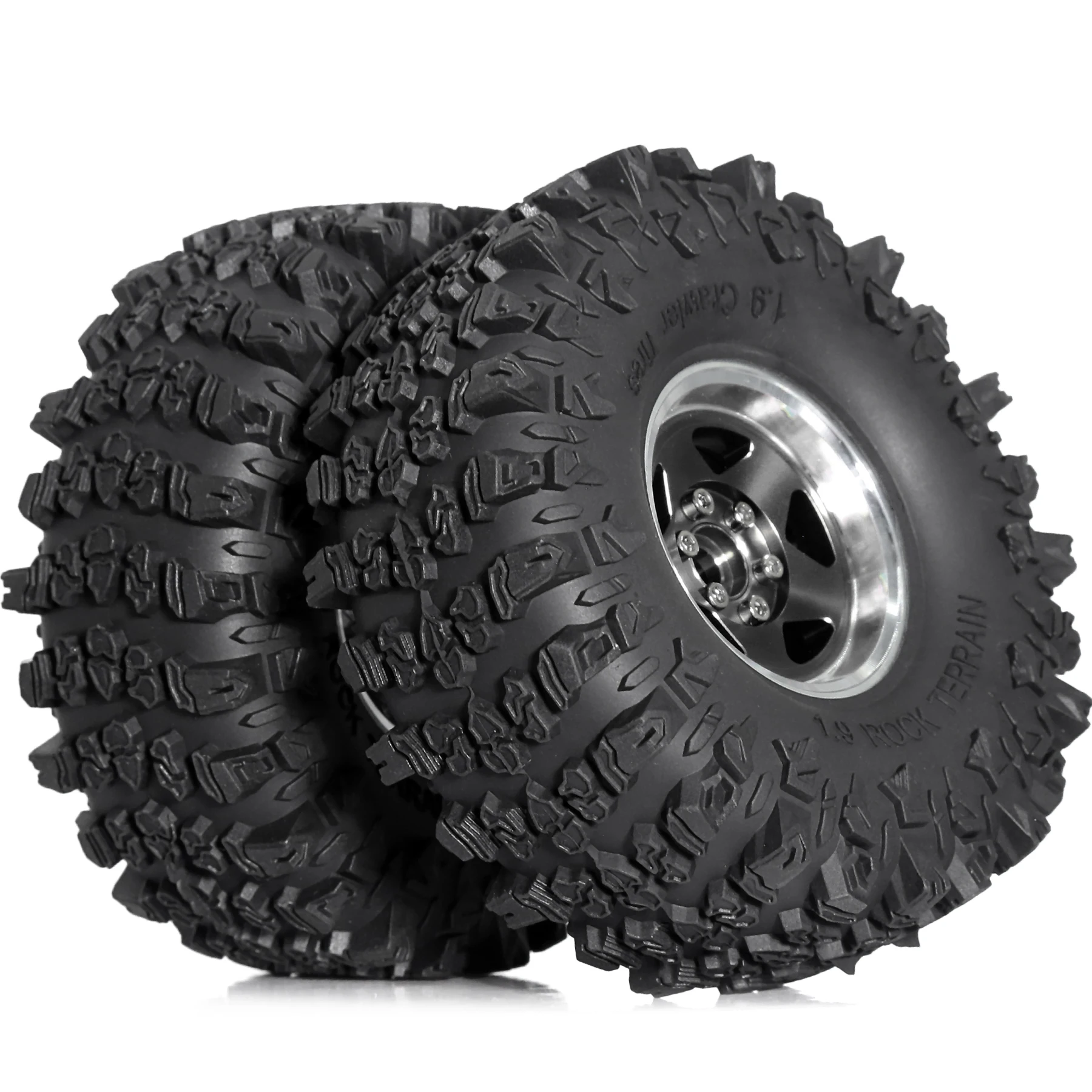 Jeu de pneus de jante de roue Beadlock en métal 1.9 ", 4 pièces, 118mm, pour voiture sur chenilles 1/10 RC Axial SCX10 Wraith RR10 Capra Trxs TRX4 YK4082