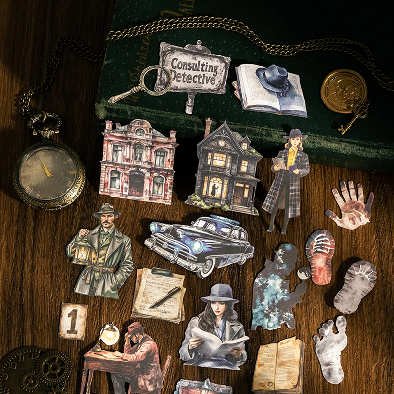 

Mr. Paper Scene Character Sticker 20 sheets/pack Detective Showtime Sticker Multi-color Family Handbook Stationery Decoration