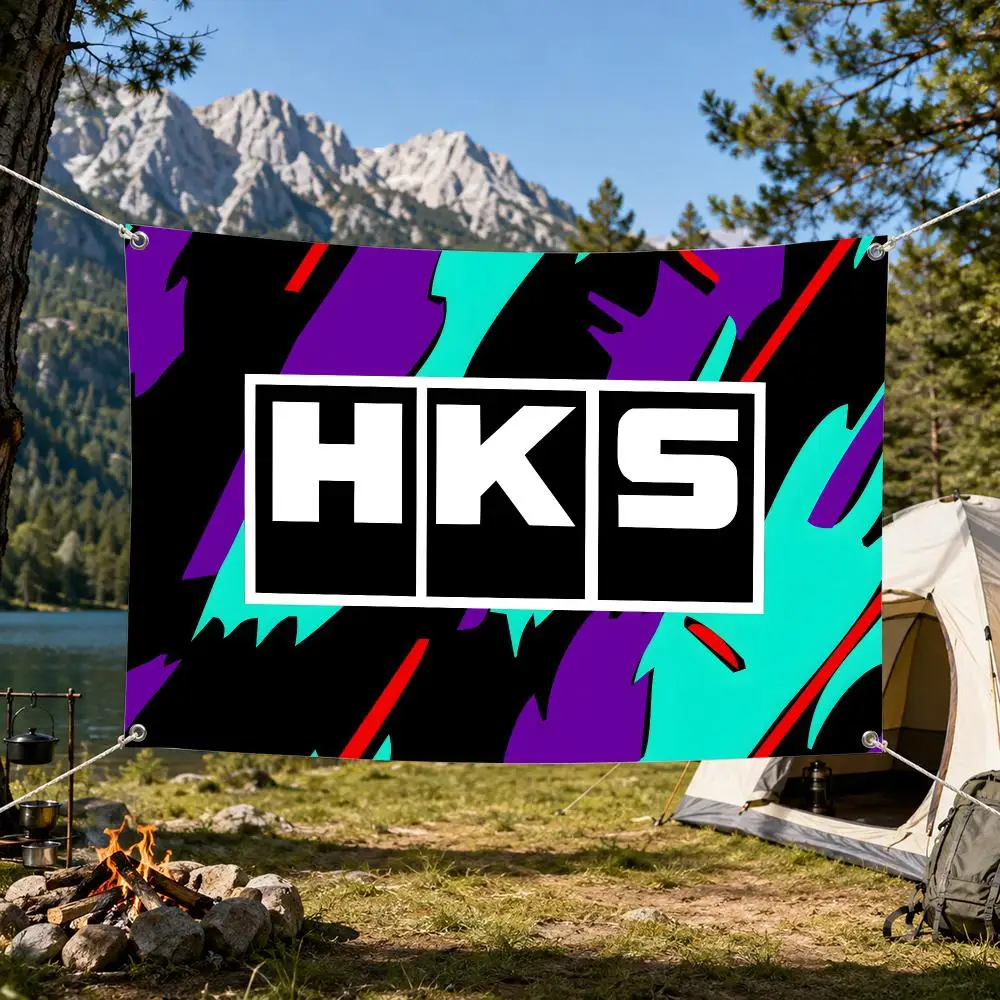 H-K-Ss Tuning Parts Flags Aesthetic Wall Tapestry Printed Wall Hanging Living Room Party Outdoor Decor