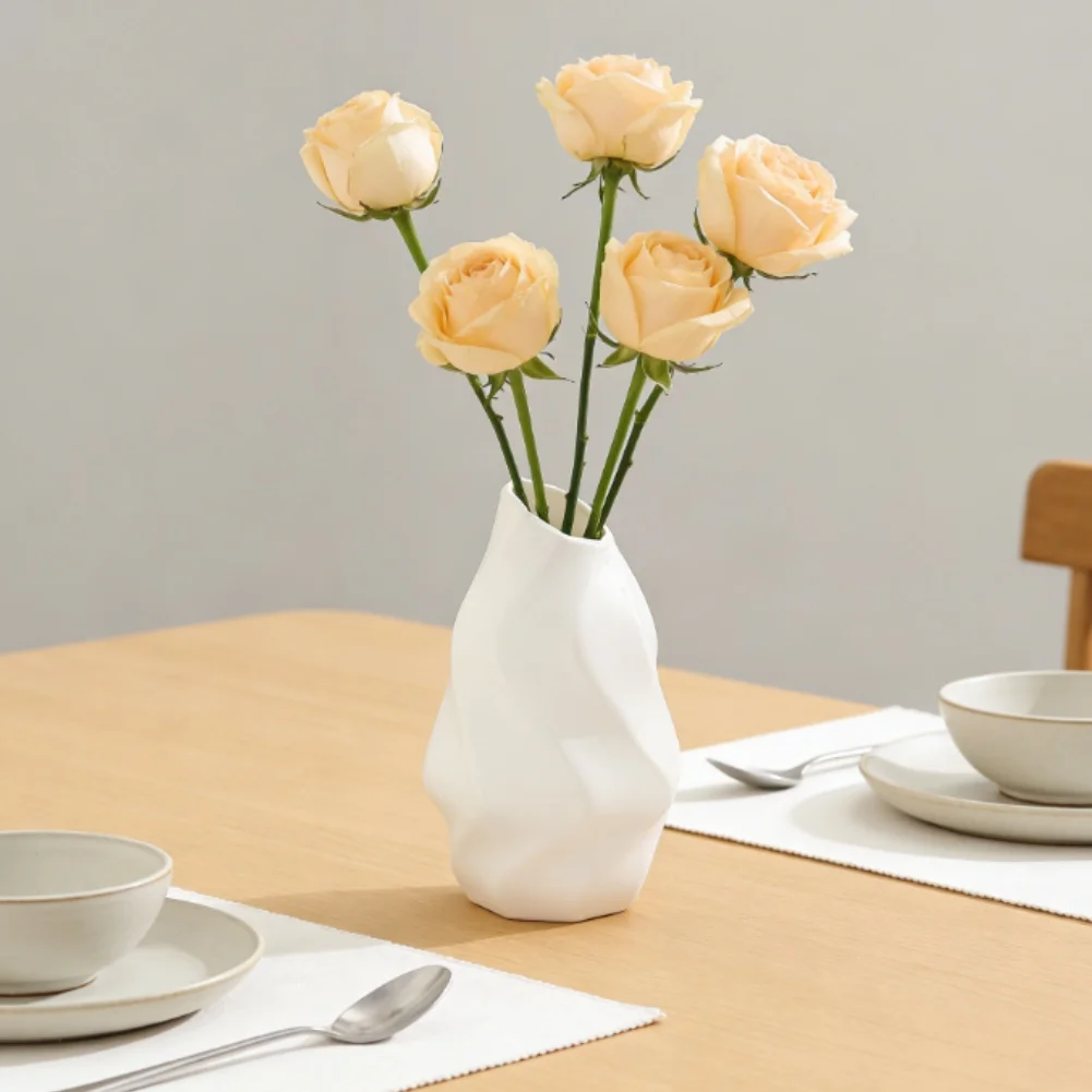 White Vase Long Neck Vase Living Room Decor White Contemporary White Decor Vase European Style Vase Sturdy Plastic