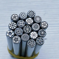 18PCS/SET Leather 6MM Flower Pattern Metal Stamping Punch Steel Stamps Handmade Leathercraft Silver DIY Punching Design Puncher