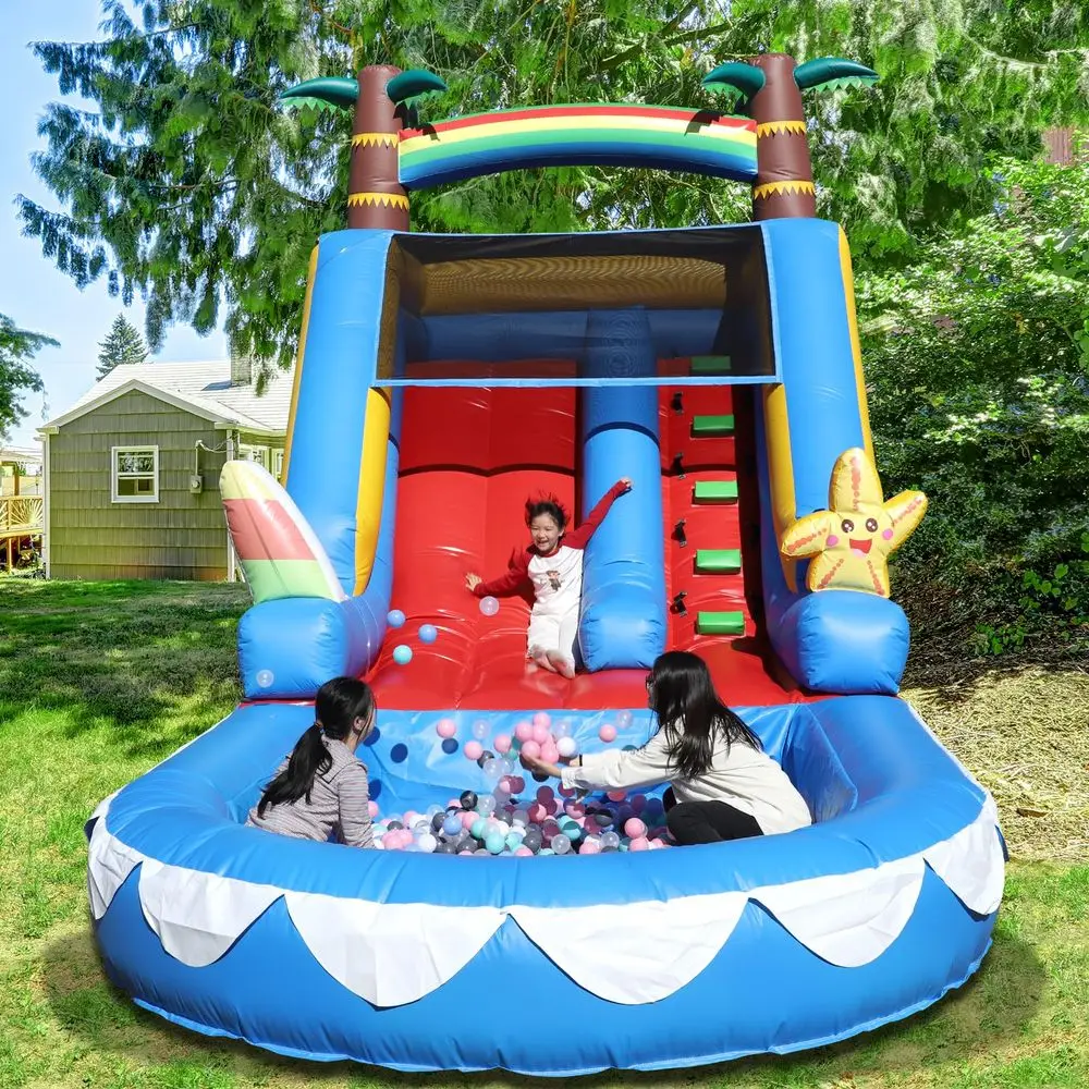 

Commercial Water Slide for Adults Kids Big Splash Water Pool950W Blower,Heavy Duty PVC Inflatable Adult Water Slide for Outdoor