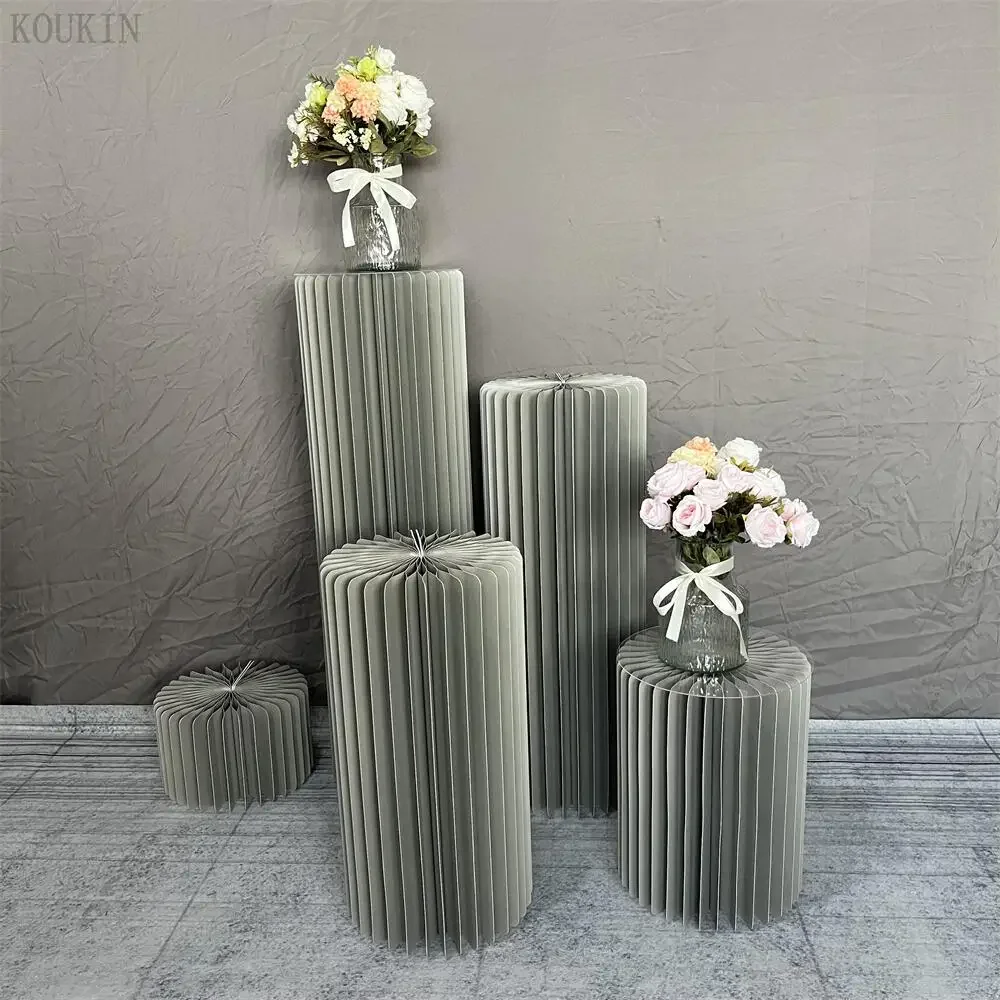 Silver Folding Cylindrical Table Cake Stand Wedding Props Ornament Party Decoration Ramadan Decoration Dessert Table Stand Gold