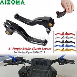 For Harley Dyna Brake Clutch 3 Finger Handle Levers Fit Street Fat Bob Low Rider Wide Super Glide Convertible Switchback 1996-17