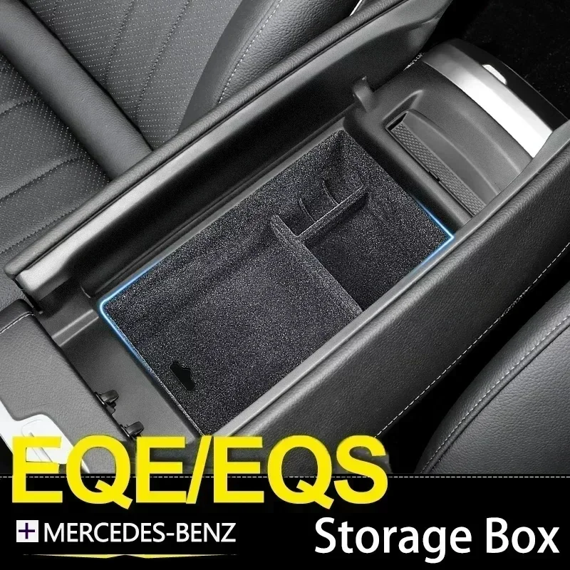 

For Mercedes Benz AMG EQS EQE 350 450+ 2022 2023 2024 Car Organizer Box Armrest Storage Center Console Sundries Tray Accessories