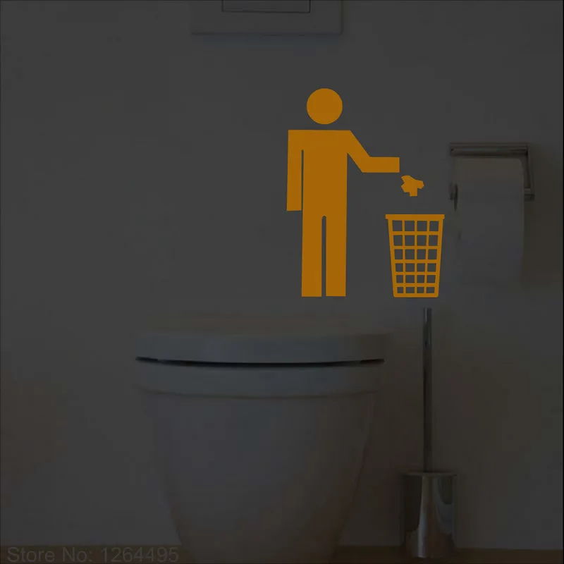 مضحك الكرتون مضيئة المرحاض ملصقا توهج في الظلام أبواب الحمامات تسجيل ملصق الحمام WC لاصقة تزيين غرفة الاطفال ديكور #4