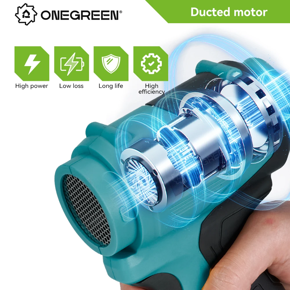 Imagem -04 - Onegreen 2500w Ventilador Turbo Elétrico Jet Ventilador Velocidade Handheld Ventilador de ar sem Fio Ferramenta de Sopro Violento 21v para Bateria Makita