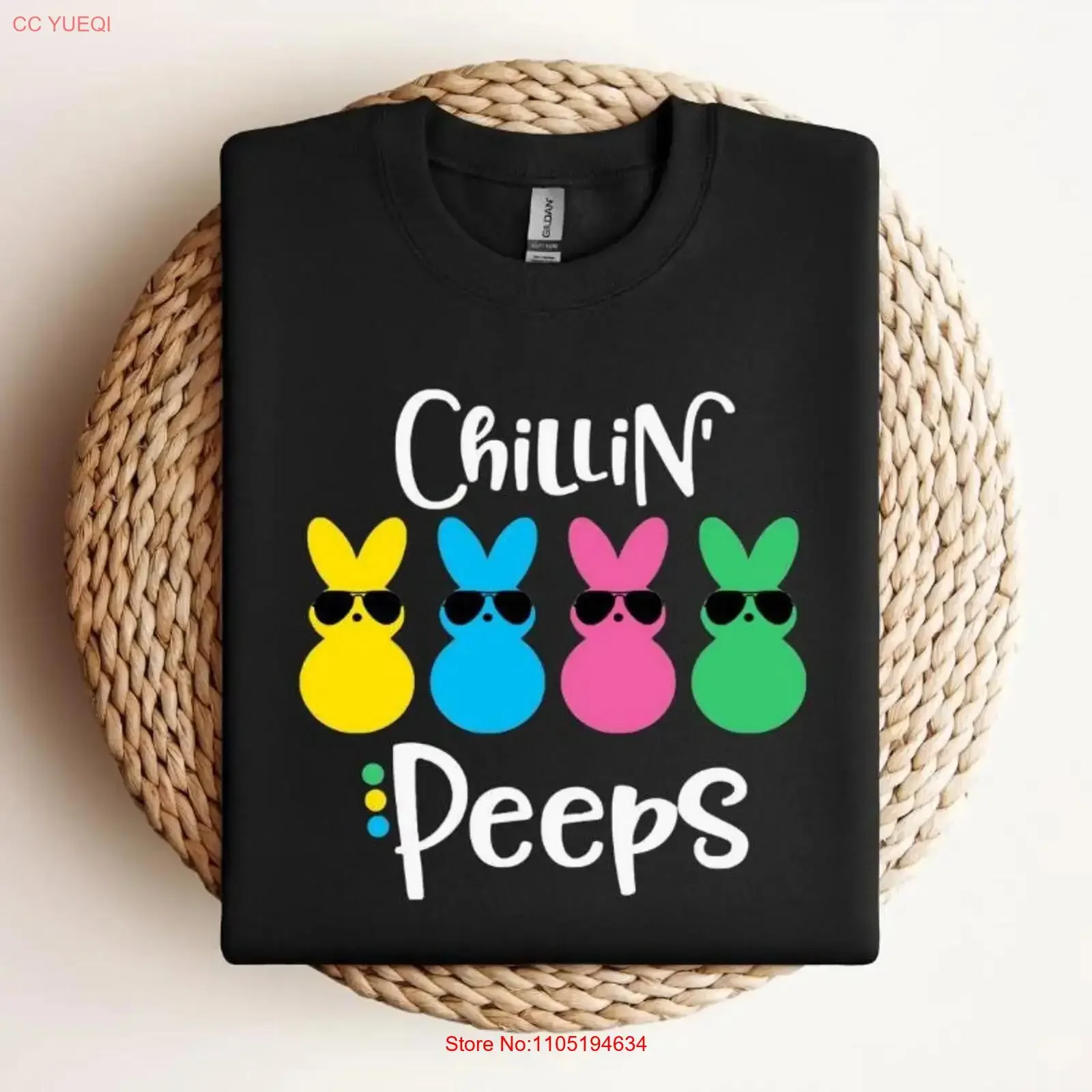 Chilling With My Peeps T Shirt Easter Family Day Kids Happy Bunny vintage Washed Versatile Soft Top For Everyday Wear