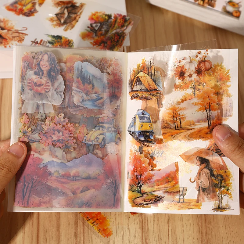 20 arkuszy PET Die cut naklejki książka cztery pory roku sceneria dekoracyjne ręcznie robione materiały do ​​scrapbookingu pamiętnik Album zapasy rzemieślnicze